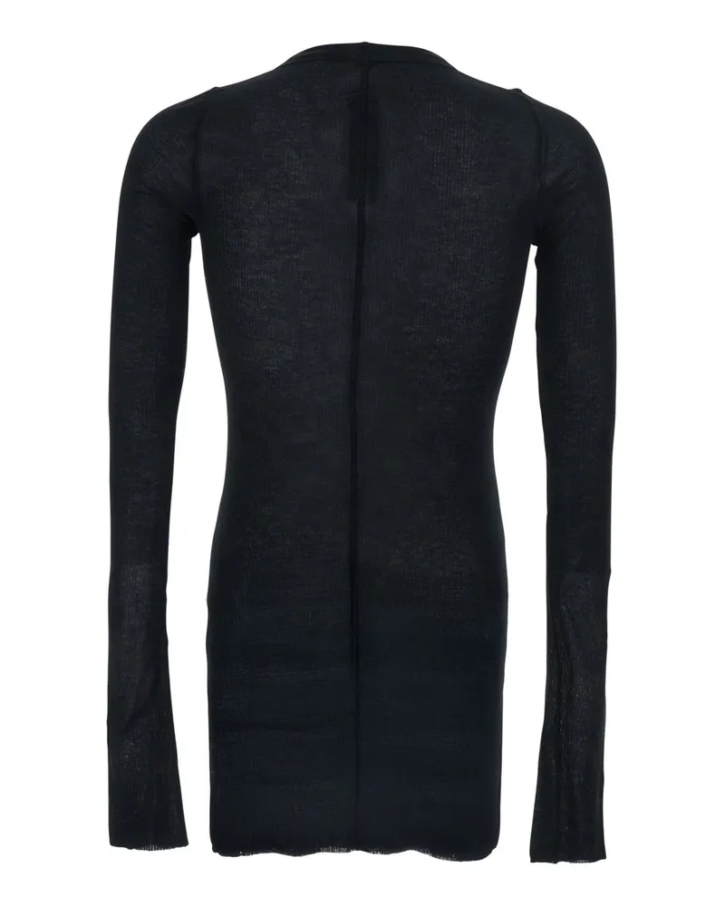 Rick Owens Men's T-Shirt Round Neck Black Viscose-Silk T-Shirts And Polos Black