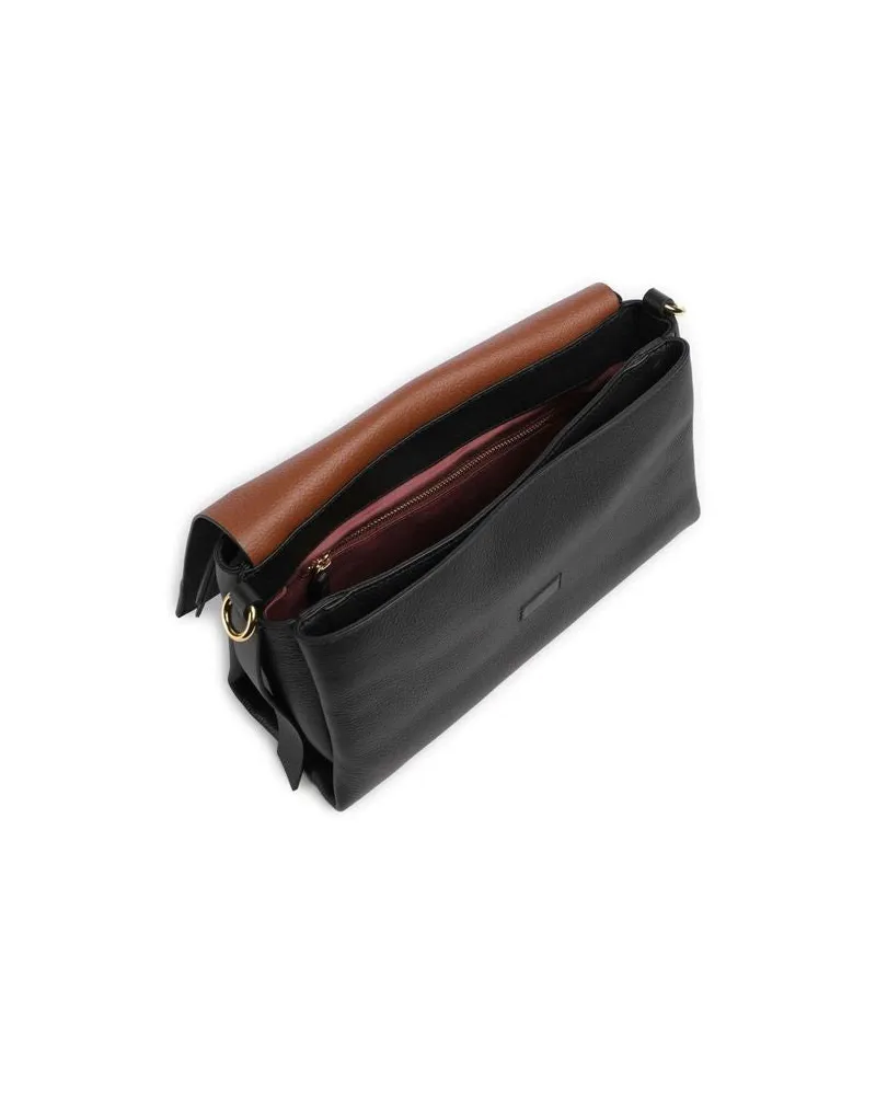Coccinelle Women's Handbag Black-Cognac Cowhide Bags - Shoulder-Bags Black/cognac Black