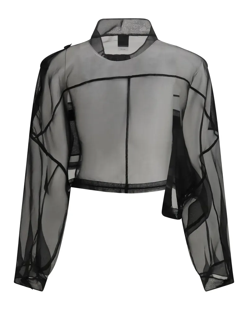 Pinko Women's Cropped Jacket With Pockets Nero Limousine Silk Black