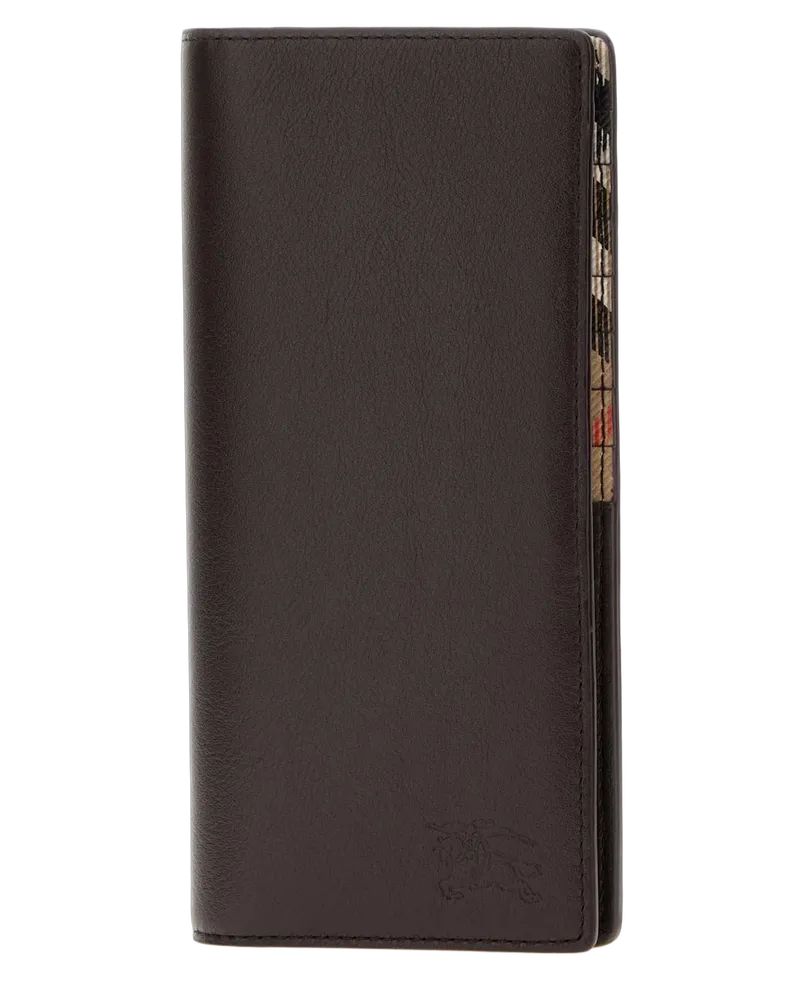 Burberry Men's Chocolate Leather Wallet Sand Exterior: Calf Portafogli Brown