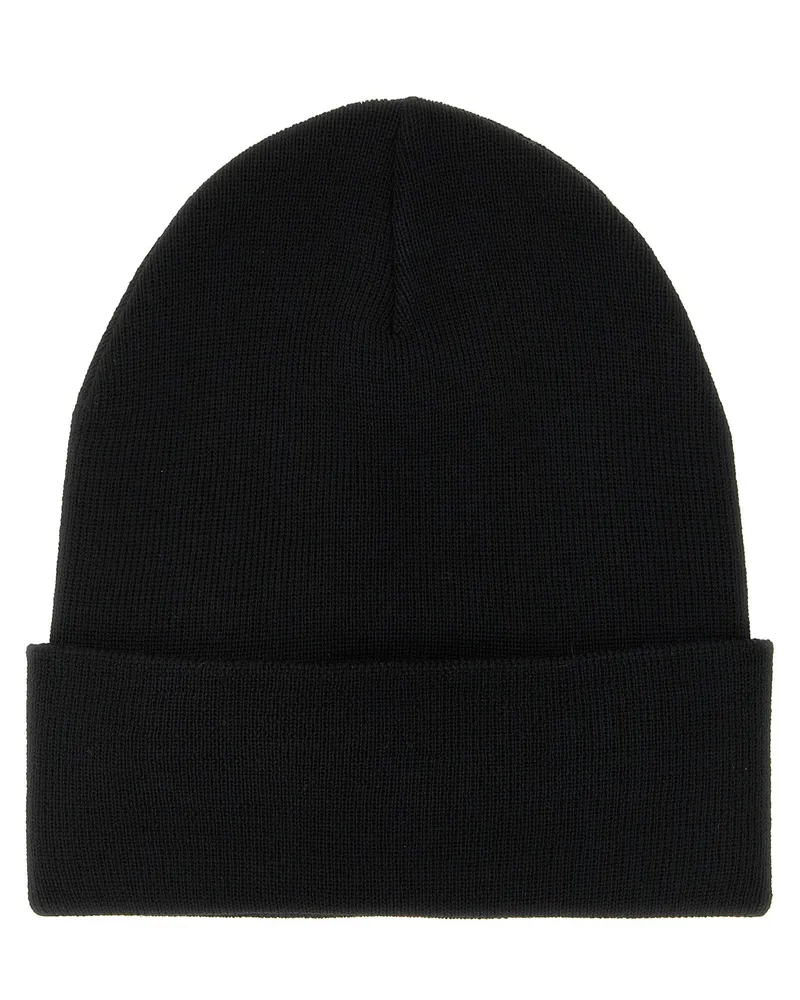 Moncler Logo-Embroidered Virgin Wool Beanie — Black Black