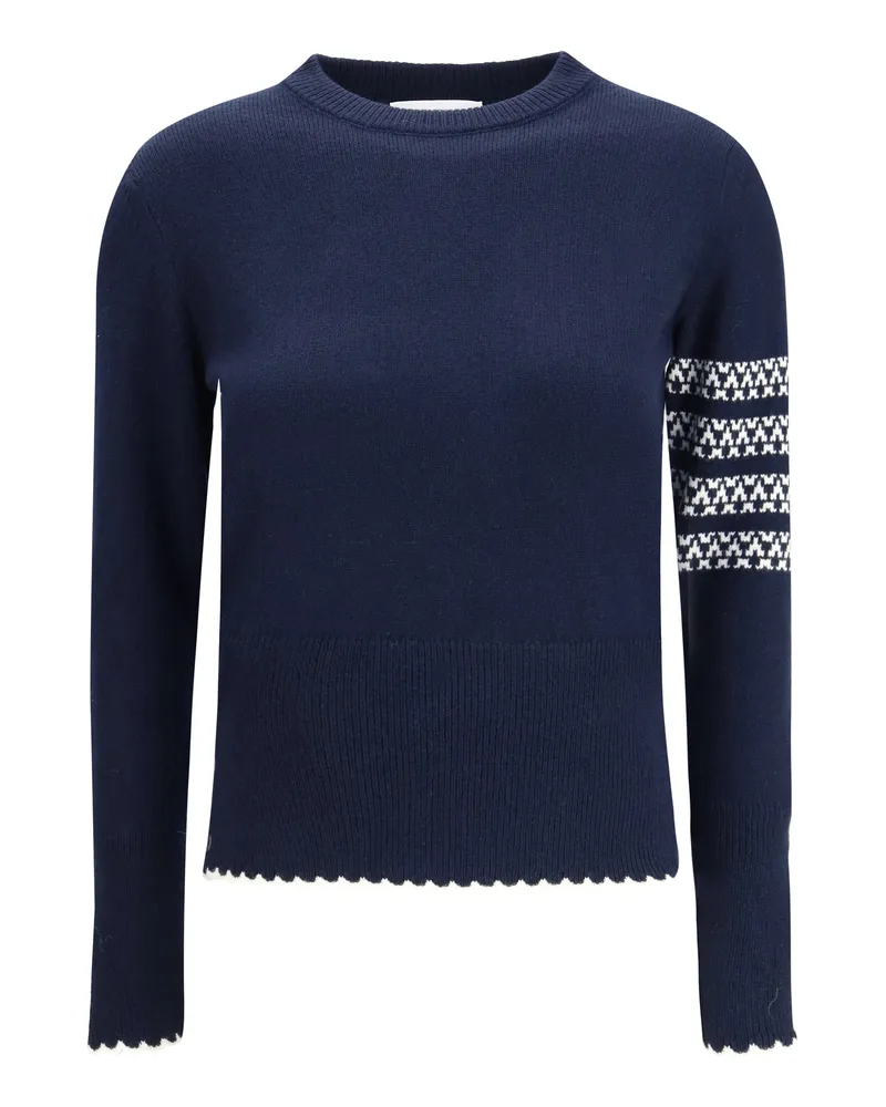 Thom Browne Women's Knit Sweater Holiday Hector Navy Fleece Wool Navy