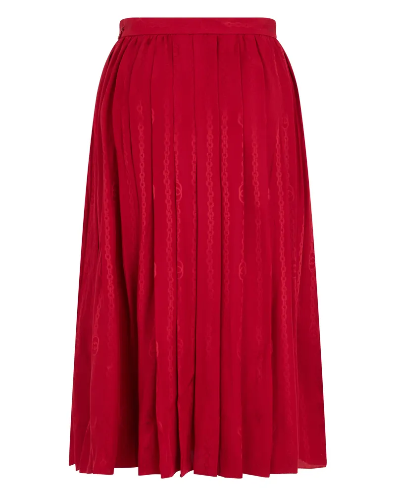 Gucci Women's Pleated Silk Twill Skirt Fire Red