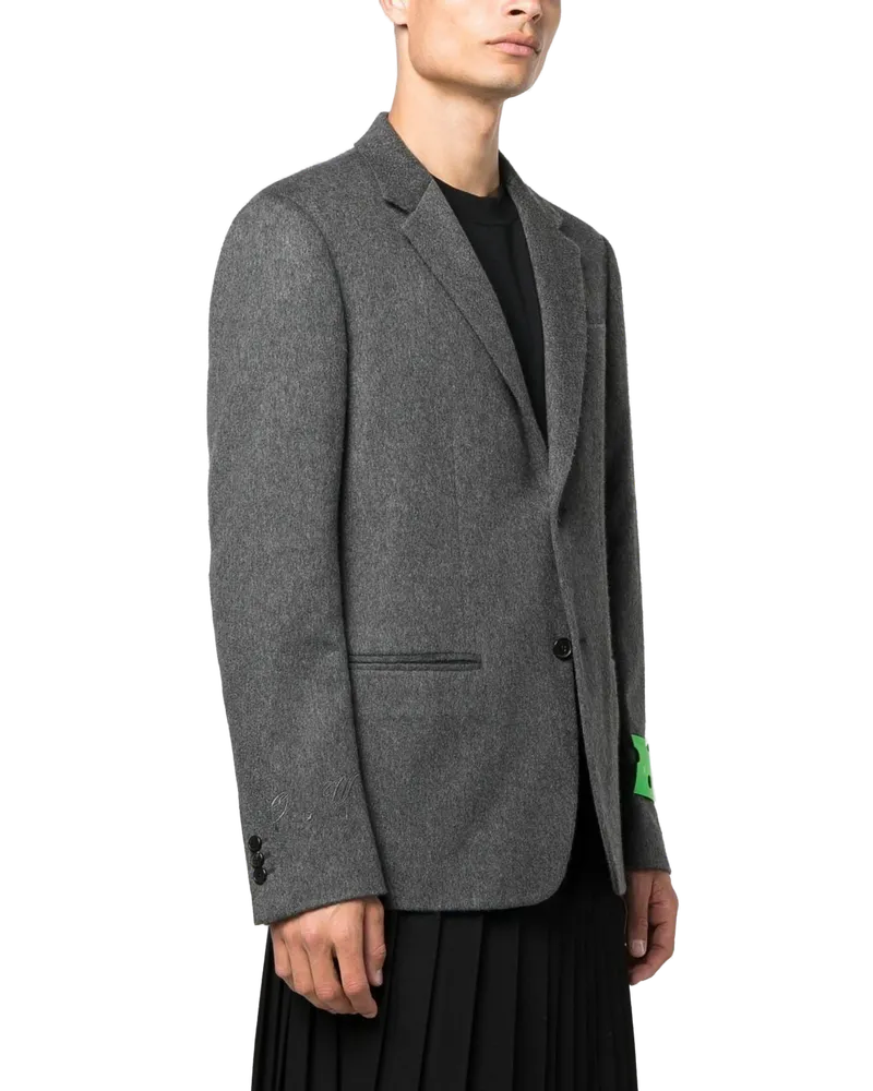 OFF-WHITE Women's Logo Patch Single-Breasted Blazer Aw22 M Anthracite