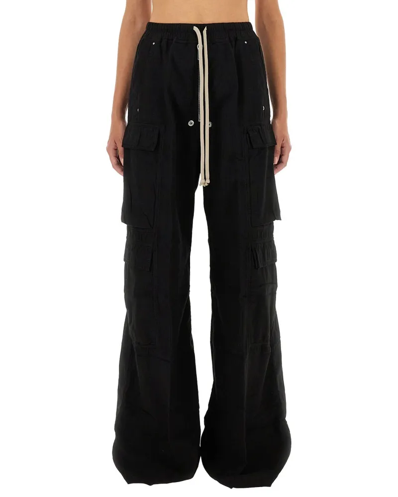 DRKSHDW by Rick Owens Wide-Leg Cotton Trousers — Black Black