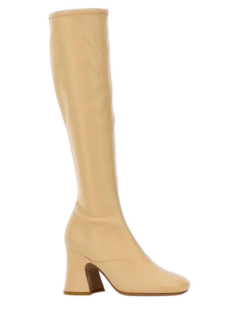 Chloé Women's Cream Synthetic Leather Janis Boots Petalbeige Stivali Beige