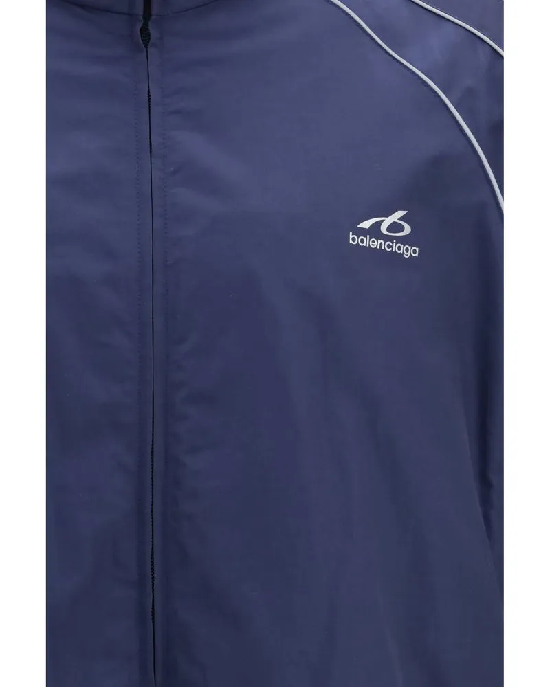 Balenciaga Men Blue Cotton Shell Jacket Clothing Navy