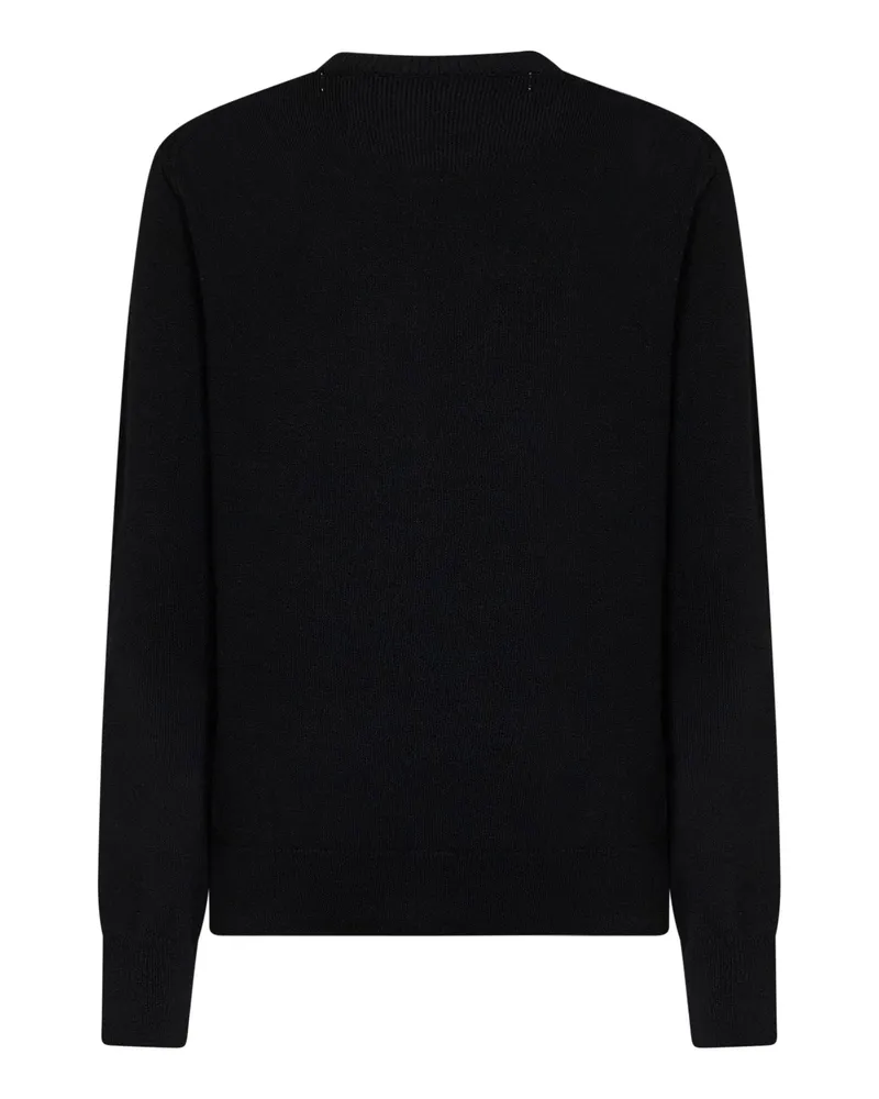 Comme des Garçons Women Cardigan Black Wool With Gold Heart Emblem Cardigans Sweater Black