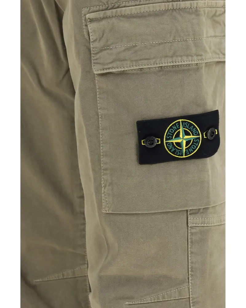 Stone Island Men's Cargo Pants Military Green Cotton Trousers Green
