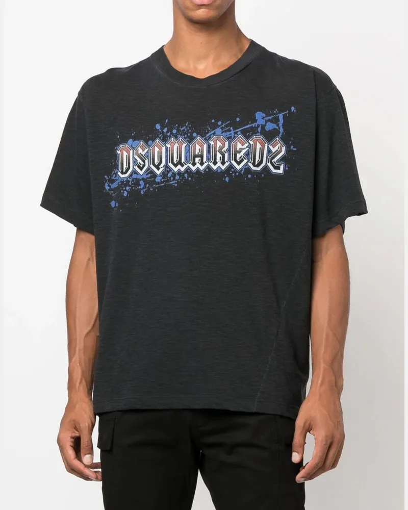 Dsquared2 Men's Iron Logo Printed T-Shirt Grey Clothing > Polo & T-Shirts Grey