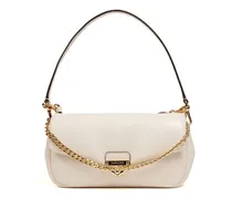 Chain-Detail PVC Crossbody Bag — Beige