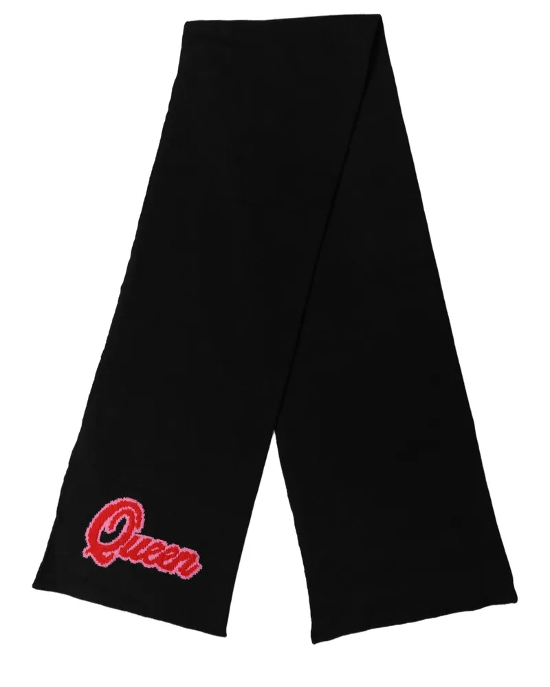 Dolce & Gabbana Embroidered Logo Cashmere Scarf — Black Black