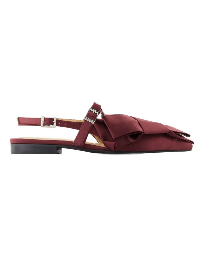 Ganni Women's Big Bow Ballerinas -  Synthetic Bordeaux Burgundy Shoes Flat-Shoes Burgundy