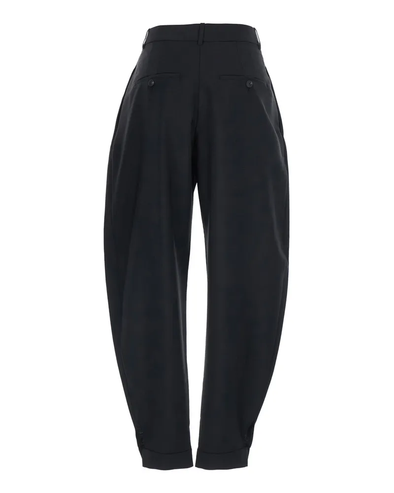 Róhe Women's Wool Blend Pants With Cuff Hem Black Virgin Trousers Black