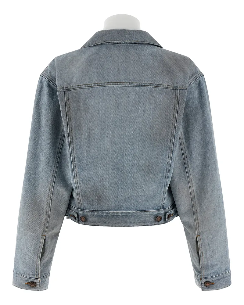 Balenciaga Women Blue Cotton Denim Jacket Clothing Blue