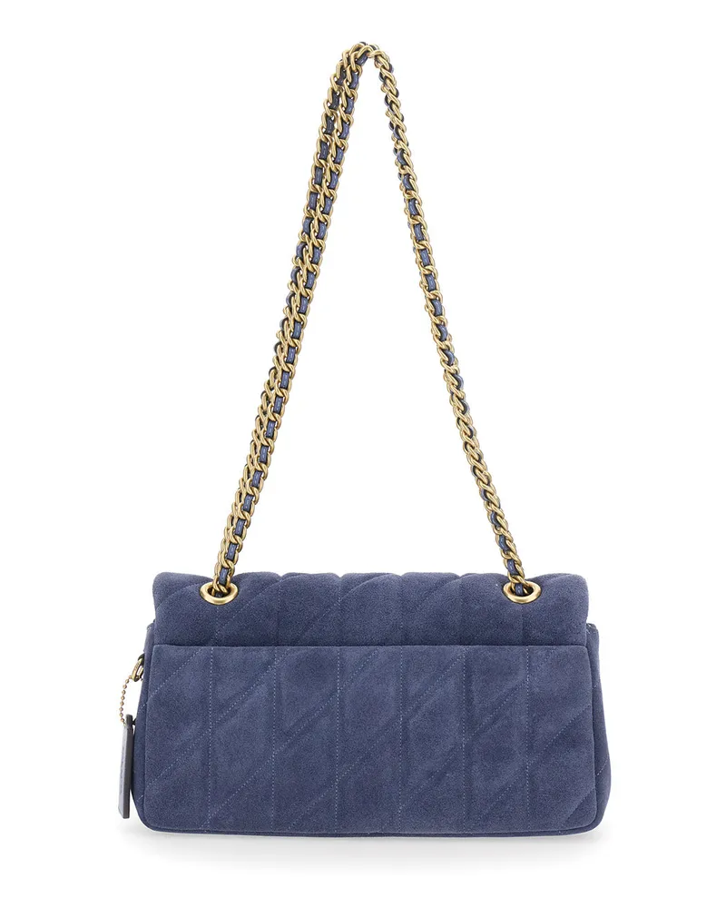 Coach Women's Crossbody Bag Suede Blue Shoulder Blue