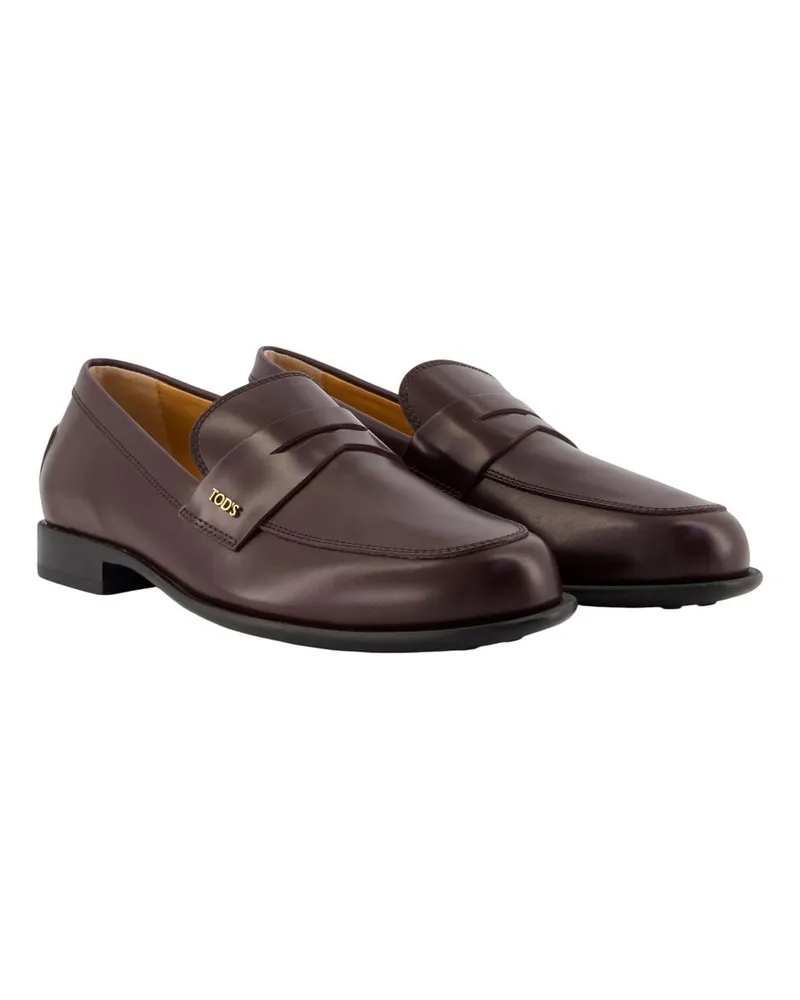 TOD'S Women's Gomma Loafers - Tods Leather Brown Calfskin Shoes Flat-Shoes Brown