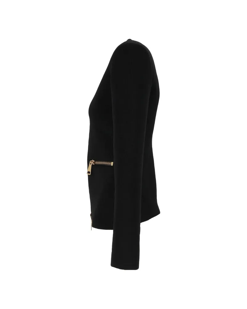 Elisabetta Franchi Zip-Detail Viscose Cardigan — Black Black