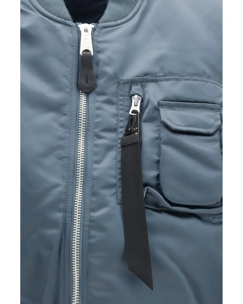 Alpha Industries Men's Vest Ma-1 Denim Blue Nylon Blazers Jacket Blue