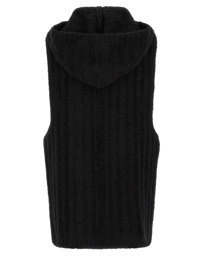 Rick Owens Cashmere Silk Blend Hooded Tank Top — Black Black