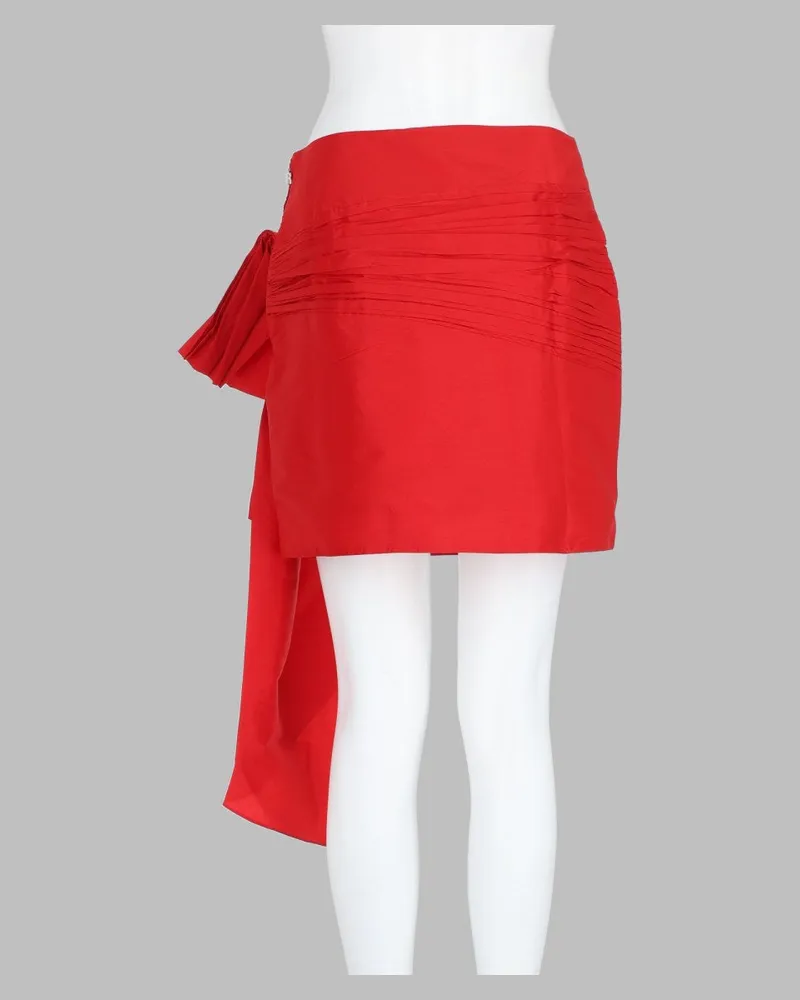 ROTATE Birger Christensen Draped Mini Skirt — Red Red