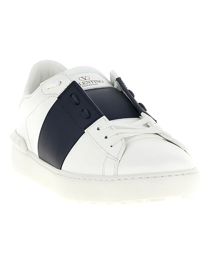 Valentino Garavani Contrasting Band Leather Sneaker — White White