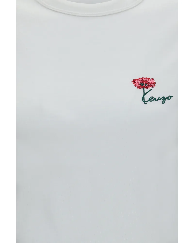 Kenzo Women's T-Shirt Tulip Embroidered Cotton Off White T-Shirts & Jerseys White