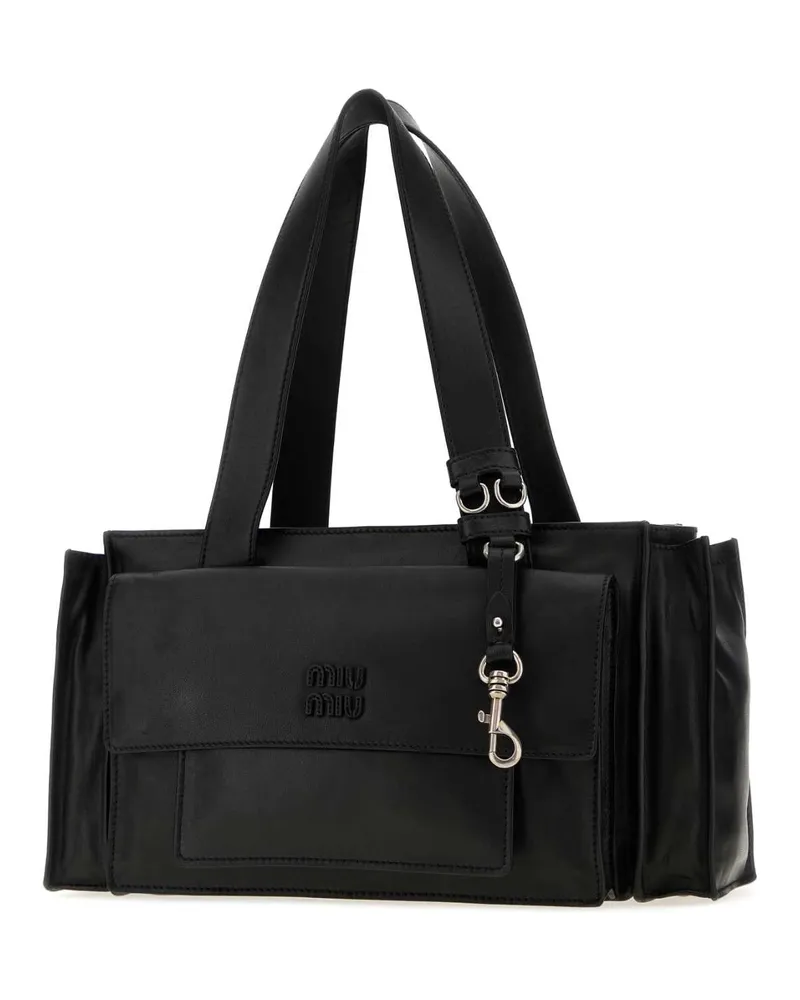 Miu Miu Women's Black Nappa Leather Utilitaire Shopping Bag Nero Borse A Mano Black