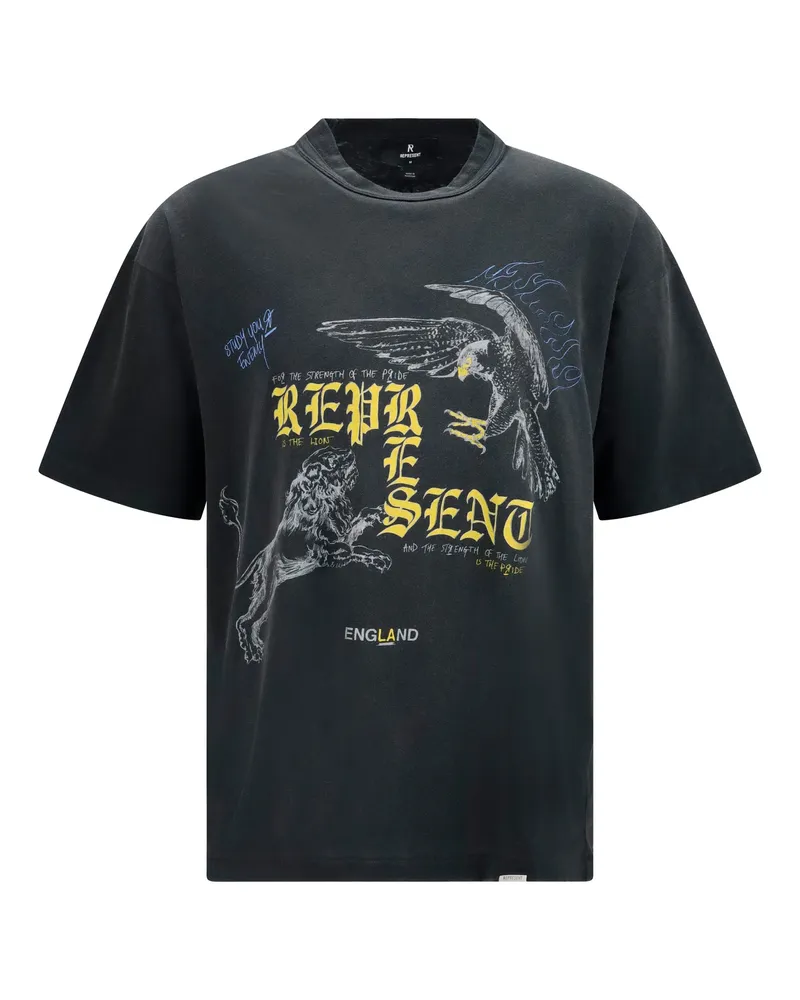 REPRESENT Men's T-Shirt Enemy Washed Black Cotton T-Shirts And Polos Black