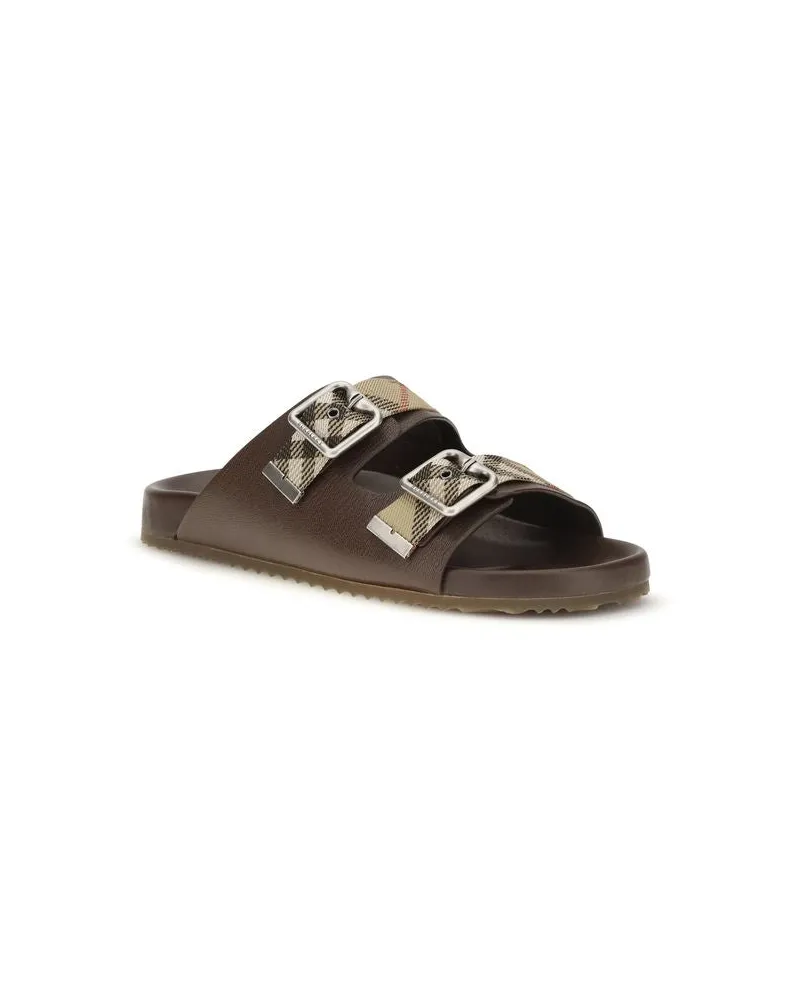 Burberry Men's Brown Goatskin Flat Sandals Brown