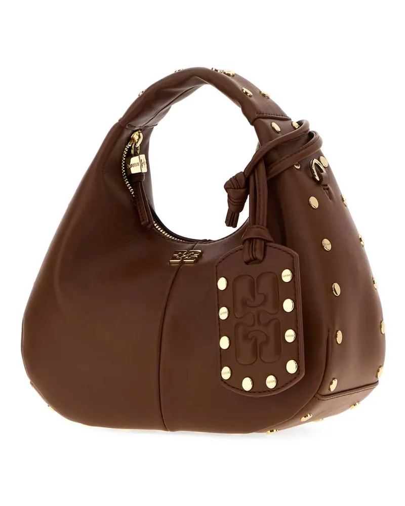 Ganni Studs Hobo Bag — Brown Brown
