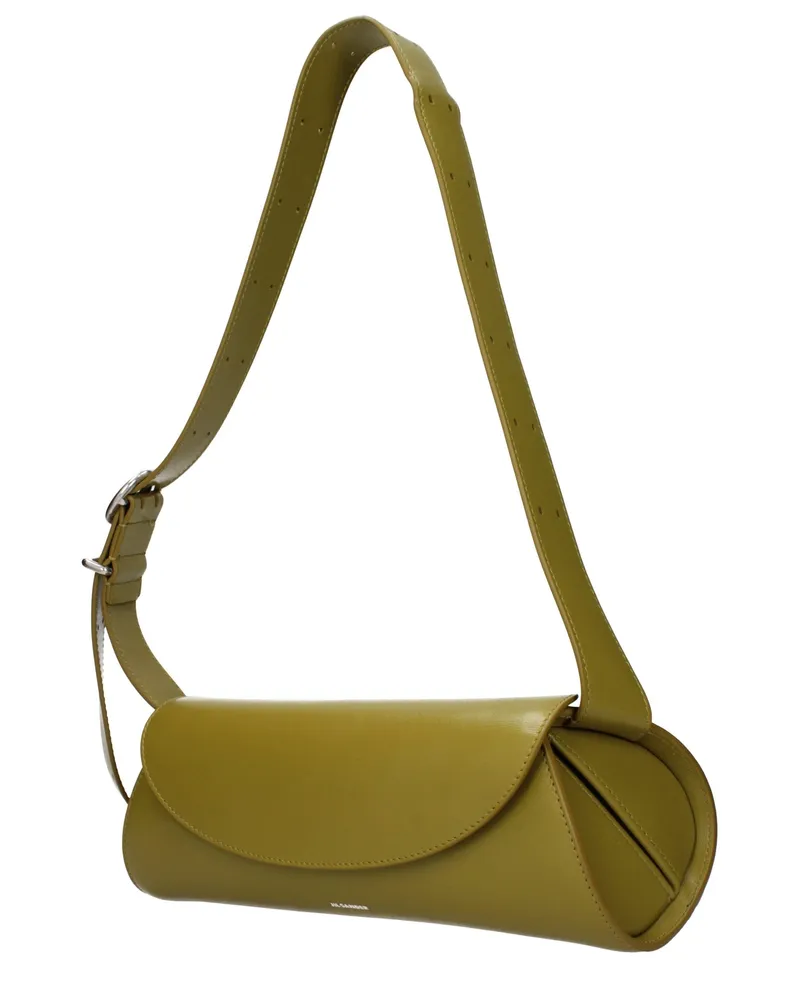 Jil Sander Women's Green Leather Crossbody Bag Green
