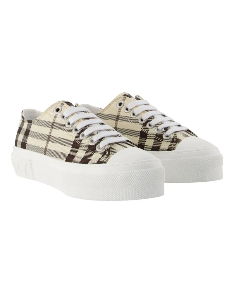 Burberry Women's Lf Trn Jack L Check Sneakers -  Synthetic Beige Shoes Beige