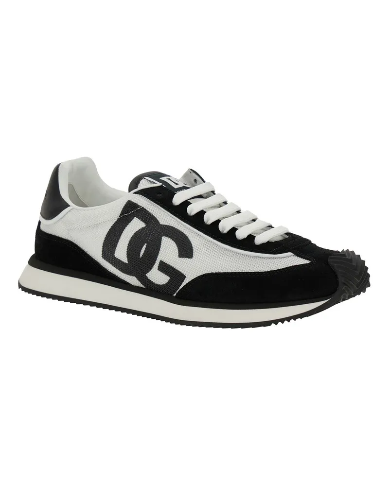 Dolce & Gabbana Men's Sneakers Aria White-Black Leather Lambskin Trainers White/black White