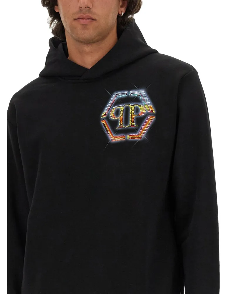 Philipp Plein Logo-Embroidered Cotton Sweatshirt — Black Black