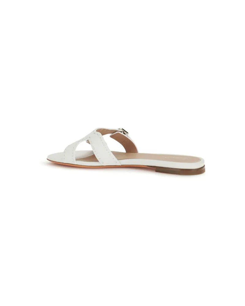 Santoni Buckle-Strap Calf Leather Sandal — White White