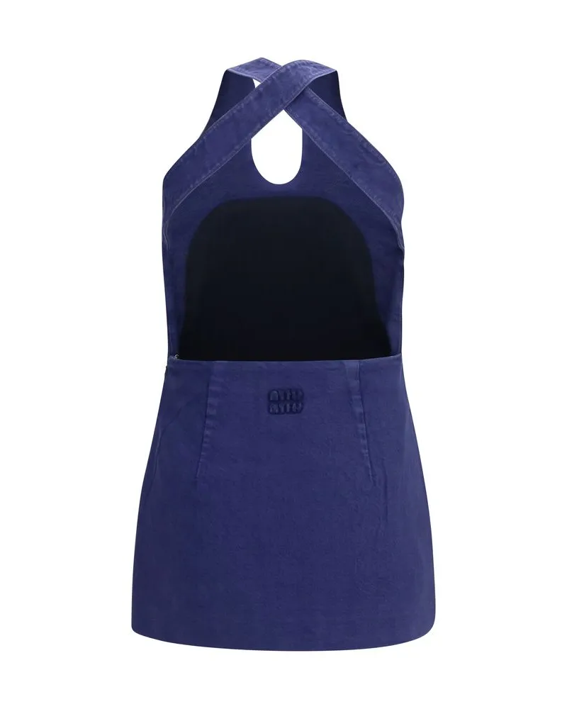 Miu Miu Women's Blue Cotton Casual Dress Blue