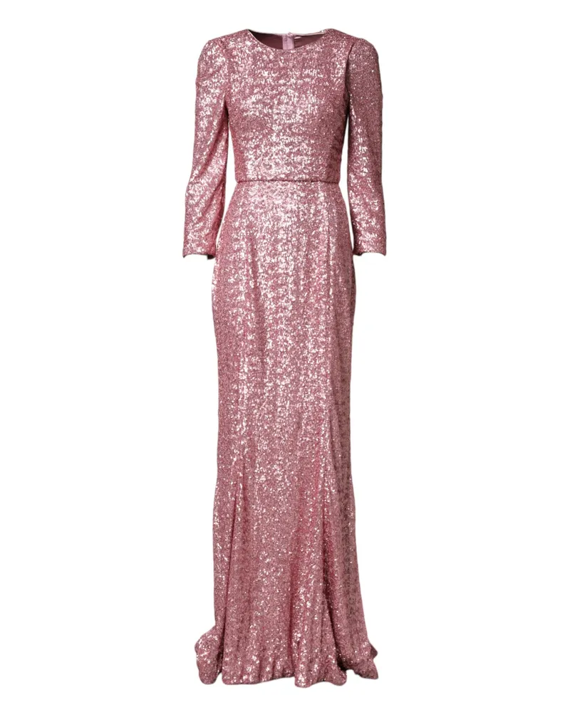 Dolce & Gabbana Women's Pink Sequinned Mermaid Long Gown Dress 05+pa+se Pink