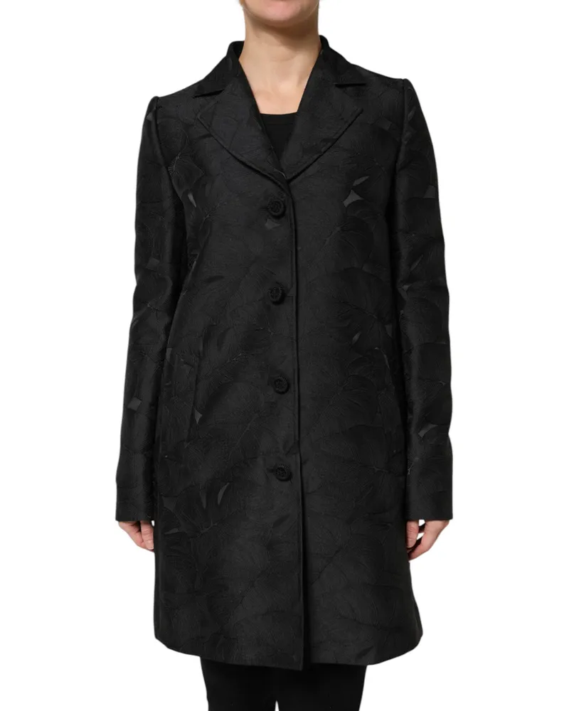 Dolce & Gabbana Women Black Single Breasted Trench Coat Jacket Polyester Nylon Clothing Black