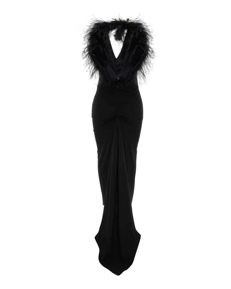 Blumarine Lungo Piuma Dress — Black Black