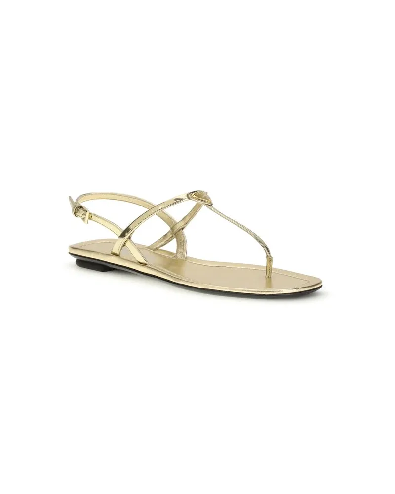 Prada Women's Silver Calf Leather Bos Taurus Flat Sandals Silver
