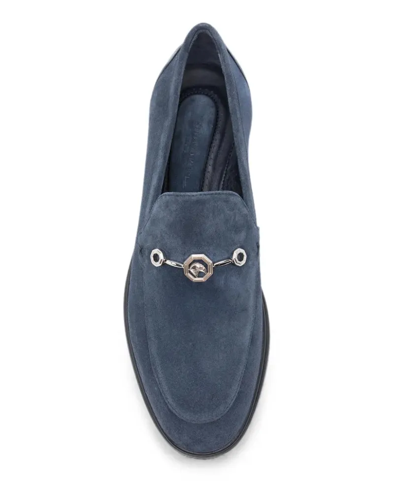 Stefano Ricci Men's Logo-Plaque Suede Loafers Aw26 M Navy