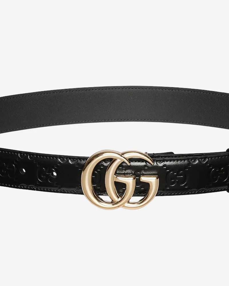 Gucci Women's Slim Gg Marmont Belt Black Cotton Black