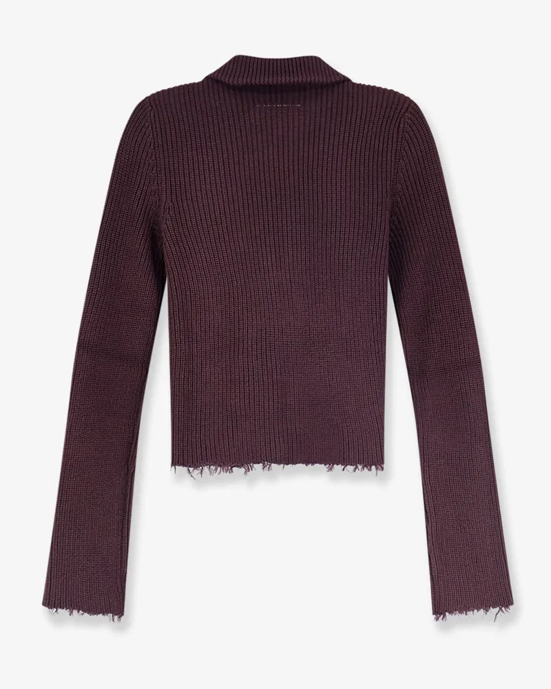 Maison Margiela Women Cardigan Ribbed Cotton Brown Sweater Brown