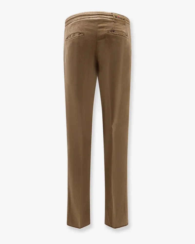 Kiton Men's Trousers With Drawstring Waist Lyocell Brown Elastane Brown
