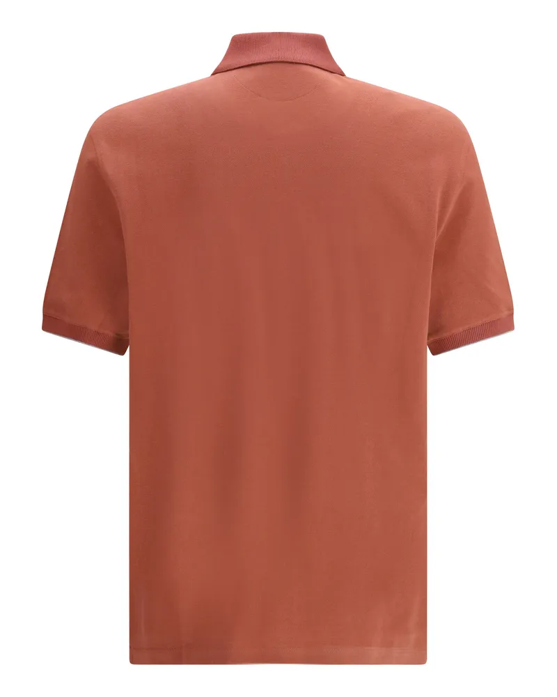 Brunello Cucinelli Men Cotton Polo Corallo+grigio Shirts T-shirts And Polos Orange