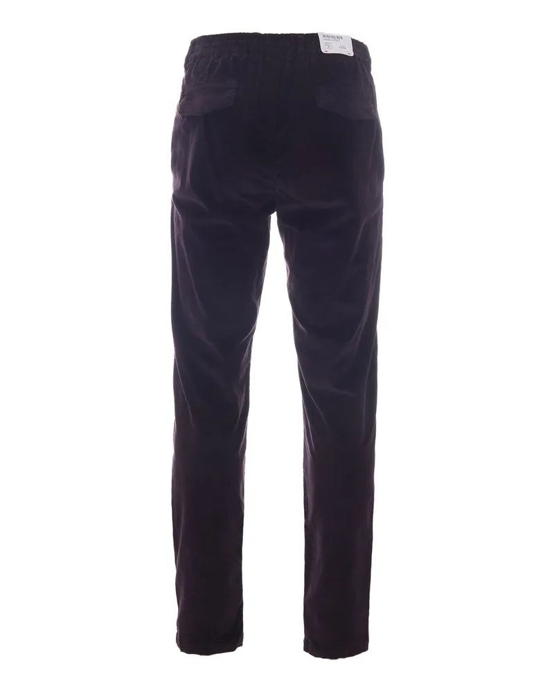 Eleventy Men's Corduroy Joggers Burgundy Cotton Modal Elastane Trousers Burgundy