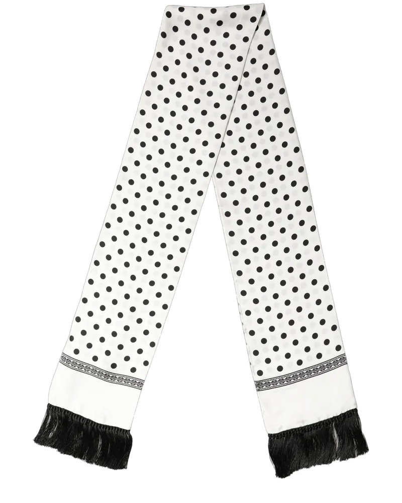 Dolce & Gabbana Polka Dot Fringed Scarf — White White