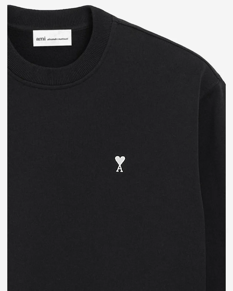 AMI Paris Men's Sweatshirt Stretch Cotton Black Knitwear Sweater Black