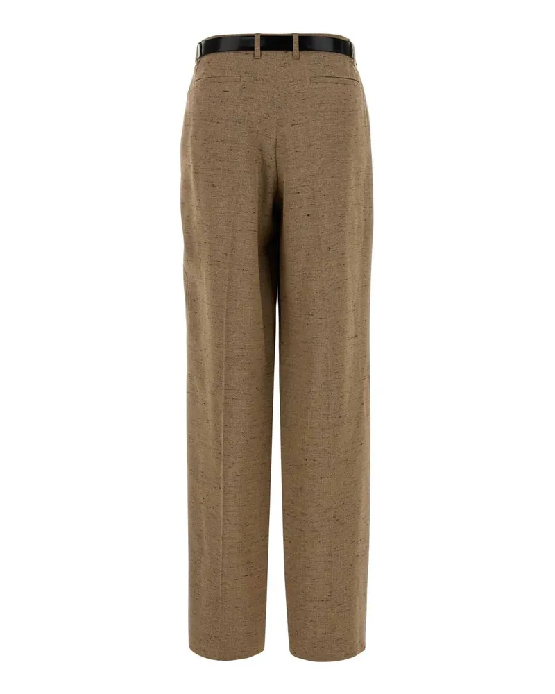 Dolce & Gabbana Women's Biscuit Tweed Wide-Leg Pant Melangebianchibeig Exterior: Viscose Linen Nylon Pantaloni Trousers Beige